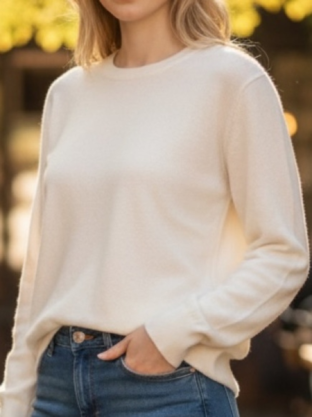 Women's Cream Crewneck Sweater